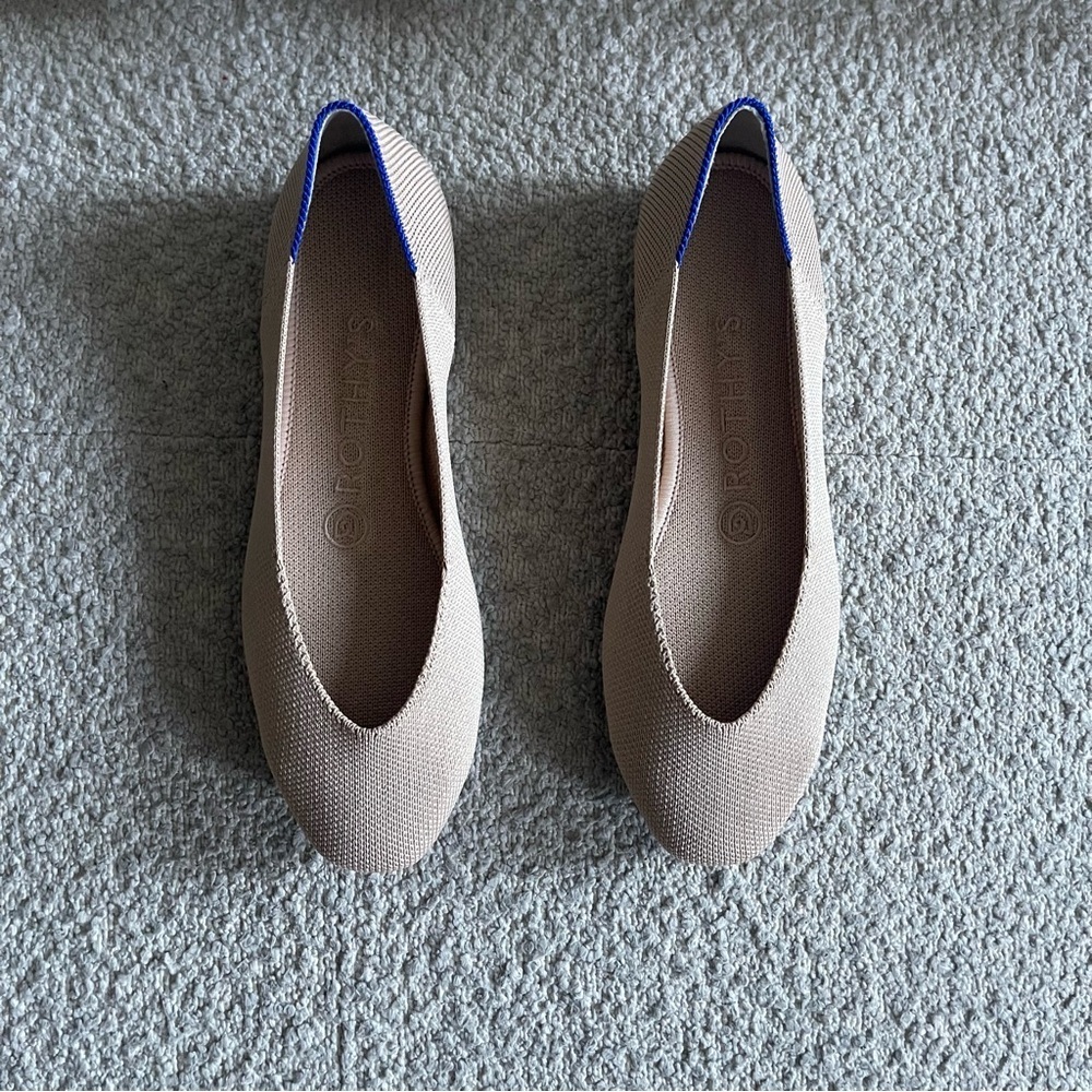 Rothy’s The Flat Sand/Blue Trim | NWOT Washable Knit Flats Size 6